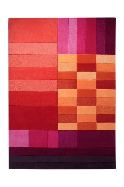Image of Esprit Various Box Red Contemporary Rug - 70cm X 140cm