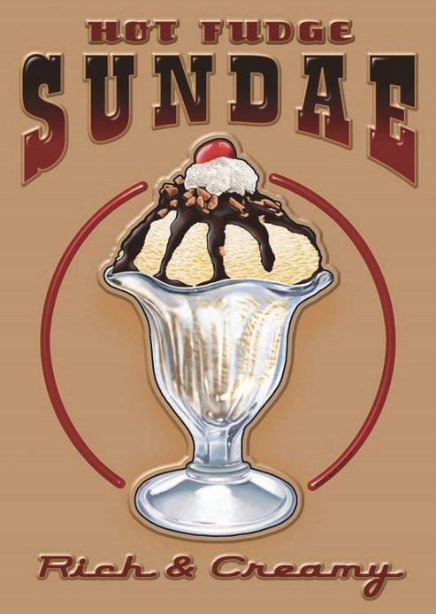 Image of Hot Fudge Sundae Tin Sign