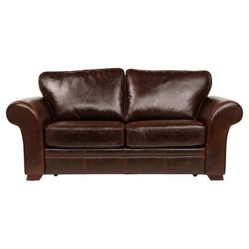 Image of Aldeborough Leather Sofa Bed, Caramel