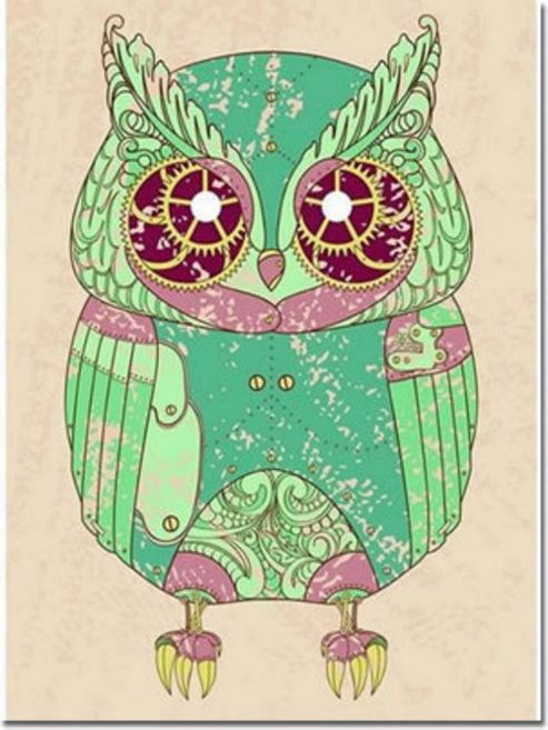 Image of Tapestry Style Owl Led Canvas Art - Battery Operated