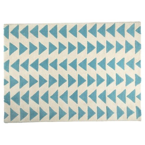 Image of Triangle Wool Rug 120 X 170cm, Blue