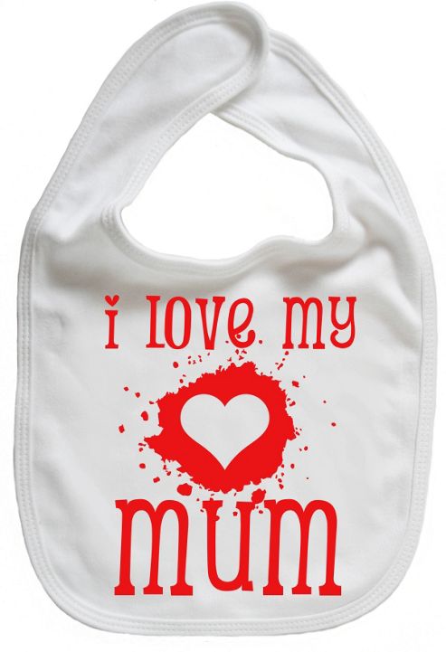 Image of Dirty Fingers I Love My Mum Baby Bib White