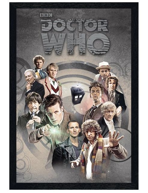 Image of Doctor Who Black Wooden Framed Time Lords Through Time Dr Who Poster