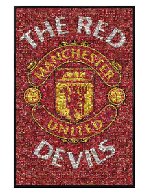Image of Manchester United Football Club Gloss Black Framed The Red Devils Mosaic Mufc Poster