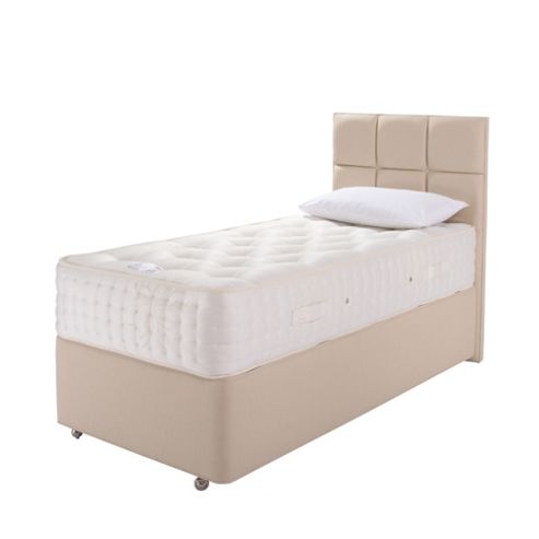 Image of Relyon Single Divan Bed Set, Natural Silk With Padded Top, Non-storage