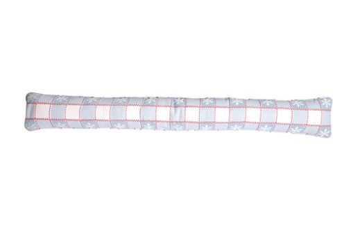 Image of Woven Magic Snowflake Snowhite And Aqua Blue Draught Excluder