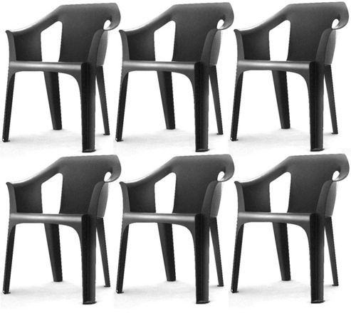 Image of Resol "cool" Garden Outdoor / Indoor Designer Plastic Chair - Grey - X6 Chairs