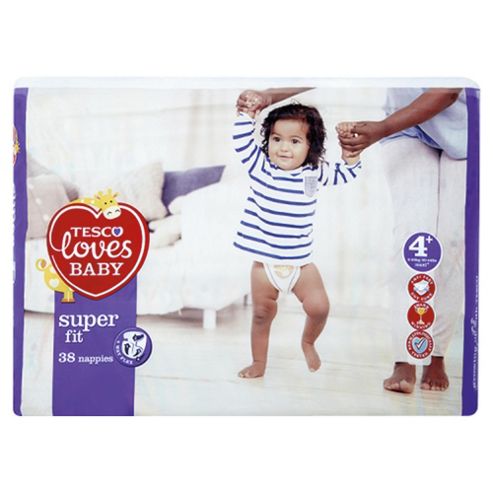 Image of Tesco Loves Baby Super Fit Size 4+ Maxi+ Econ Pk 38