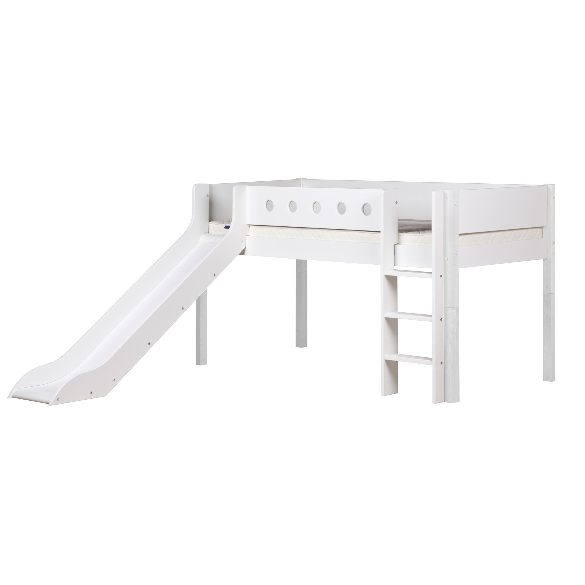 Flexa White Midsleeper with Slide - White - White at Tesco Direct