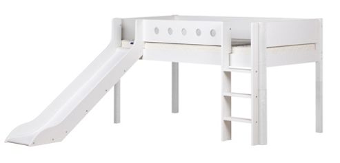 Image of Flexa Flexa White Midsleeper With Slide - White - White