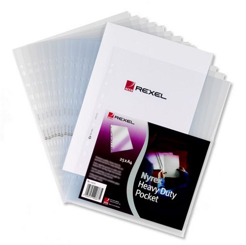 Image of Rexel Nyrex Pocket Heavy-duty Top And Side-opening A4 Clear Ref 11031 [pack 25]