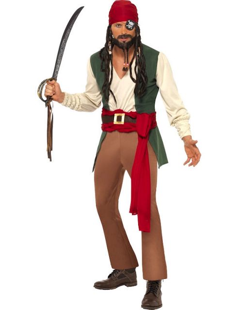 Image of Caribbean Drunken Pirate - Adult Costume Size: 42-44