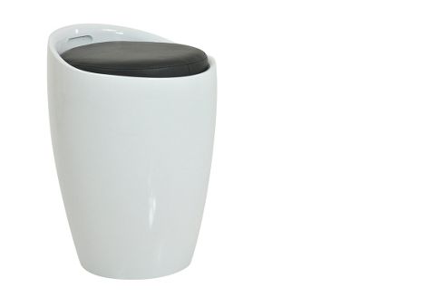 Image of Stubby Tub Low Bar Stool White Black Seat