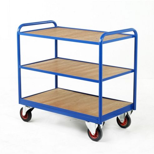 Image of Industrial Two Tray Trolley With Timber Panel Trays