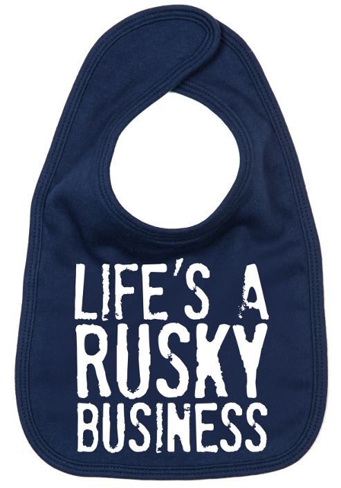Image of Dirty Fingers Life's A Rusky Business Baby Bib Navy