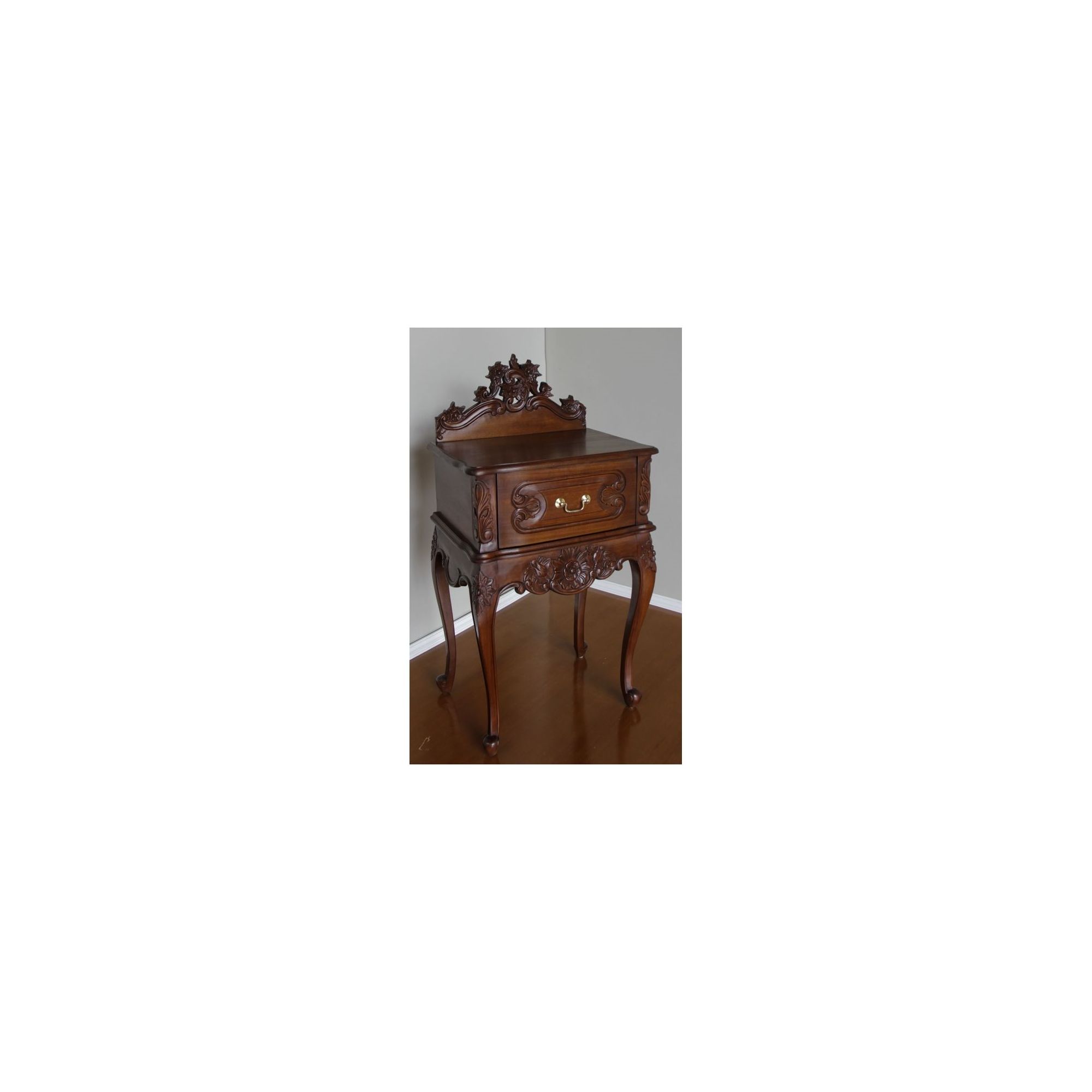 Lock stock and barrel Mahogany Rococo Bedside Table with Pediment in Mahogany - Wax at Tesco Direct