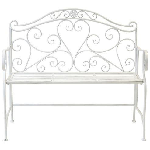 Image of Bentley Garden Wrought Iron White Bench