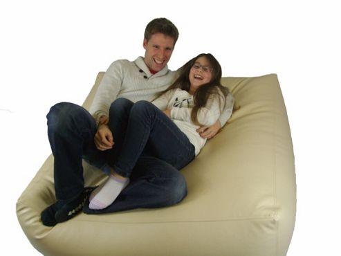 Image of Ashcroft Indoor Large Block Bean Bag - Cream