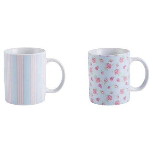 Image of Vintage Stripe & Floral Mug 4 Pack