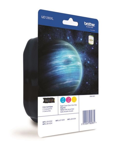 Image of Brother Lc1280xlrbwbp High Yield Cyan, Magenta, Yellow Colour Inkjet Cartidge Pack