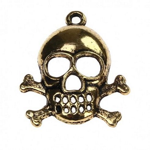 Image of Skull Charm - Gold - 5 Pack