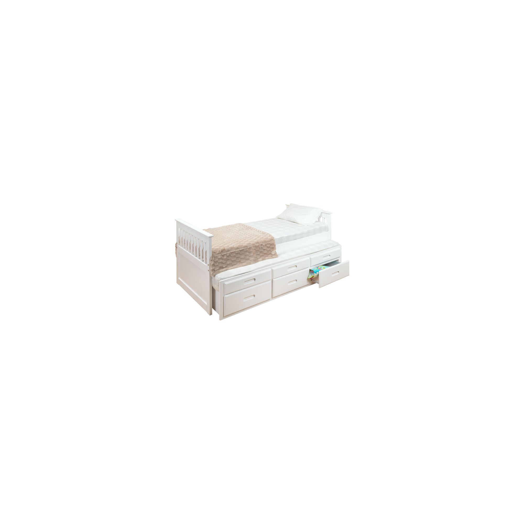 Amani Single Captain Bed with Guest Bed and Drawers - White at Tesco Direct