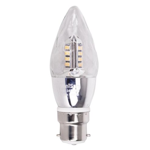 Image of Minisun Bc B22 Diamond Glass 4w Led Candle Bulb Warm White