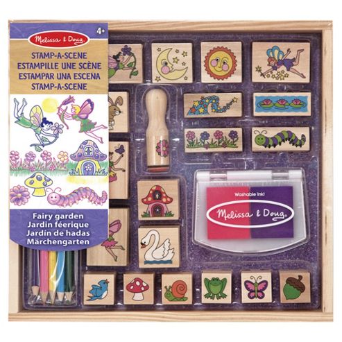 Image of Wooden Stamp Set - Stamp A Scene - Fairy Garden - Melissa & Doug