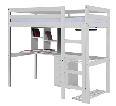 Image of Rimini High Bed Student Set With 4 Drawer Bedside Whitewash