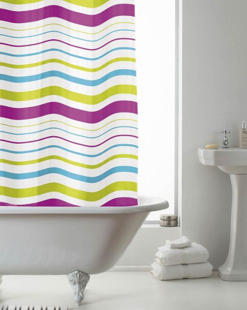 Image of Peva Shower Curtain Striped - Multi