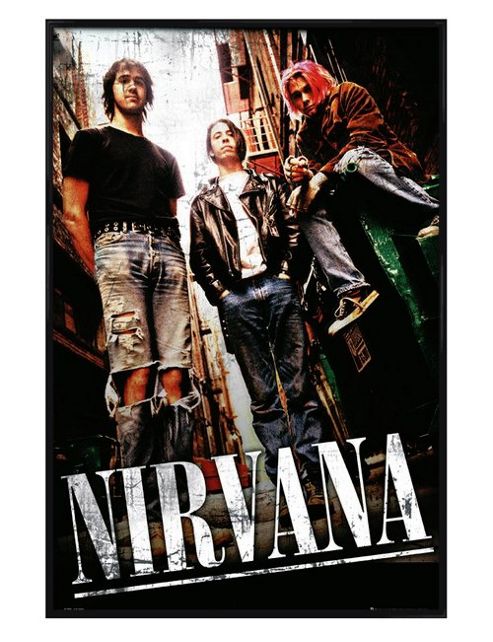 Image of Gloss Black Framed Nirvana Teen Spirit Poster