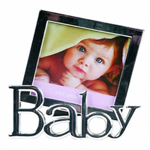 Image of Metal Square Baby Photo Frame - Silver