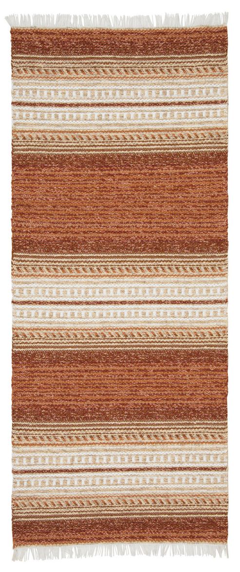 Image of Swedy Ljung Orange / White Rug - Runner 60 Cm X 180 Cm (2 Ft X 5 Ft 11 In)