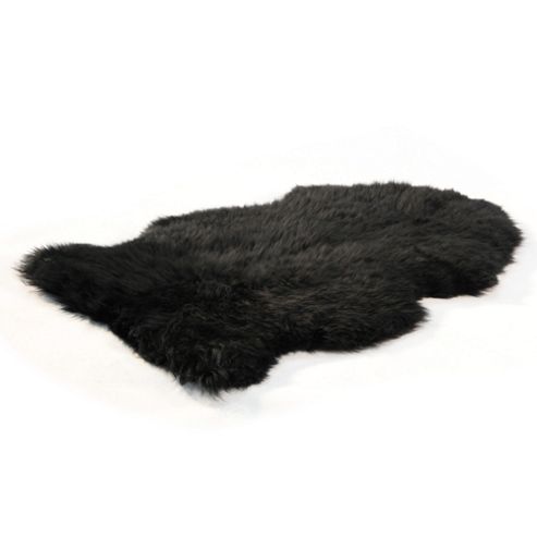 Image of Bowron Sheepskin Long Wool Gold Star Rug In Black - 95cm H X 57cm W (one Piece)