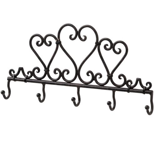Image of Heart - Metal Traditional 5 Hook Wall Rack - Brown
