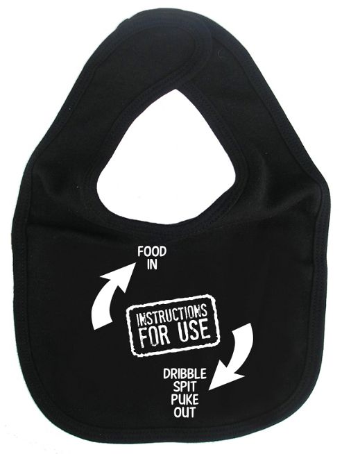 Image of Dirty Fingers Instructions For Use Baby Bib Black