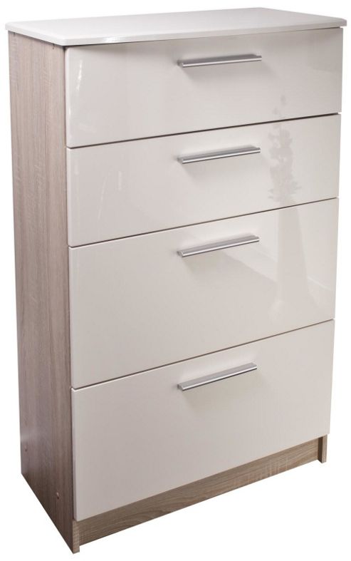 Image of Altruna Chester 4 Drawer Chest - Cream / Light Oak