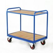 Industrial Two Tray Trolley with Timber Panel Trays