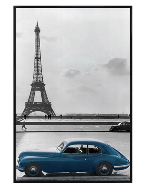 Image of Paris Photography Gloss Black Framed La Voiture Bleue Poster