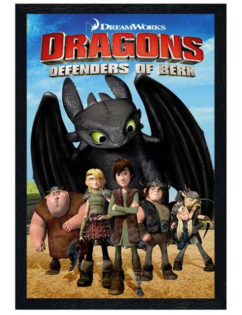 Image of Black Wooden Framed Dragons Defenders Of Berk Poster