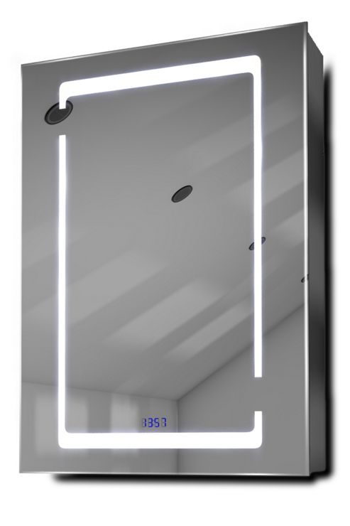 Image of Marillis Clock Led Bathroom Cabinet With Demister Pad, Sensor & Shaver K392