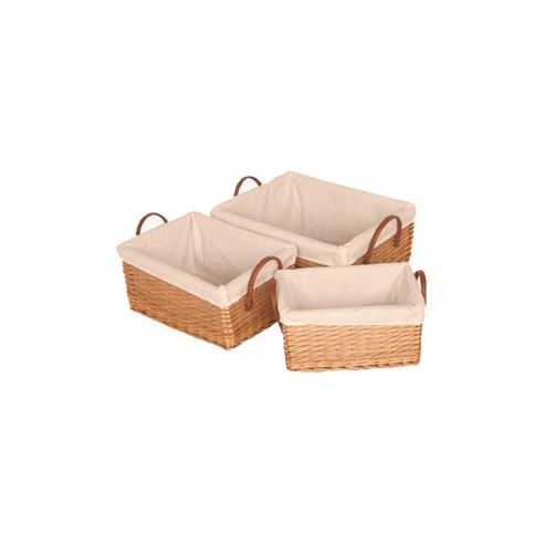 Image of Wicker Valley Willow Lined Shallow Basket (set Of 3)