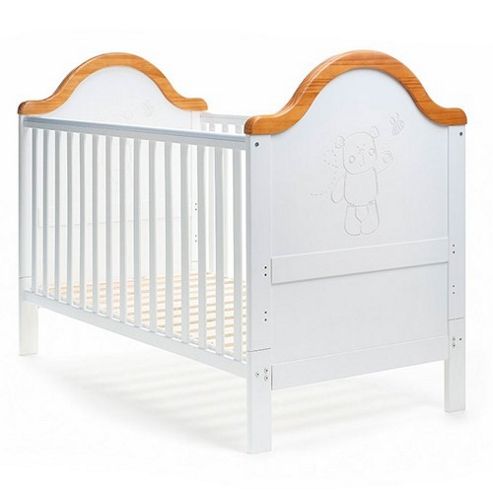 Image of Obaby B Is For Bear Cot Bed - White With Pine Trim