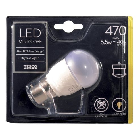Image of Tesco Led Star Classic Mini Globe 40w B22 Bayonet Cap Light Bulb