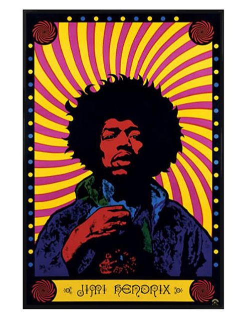 Image of Jimi Hendrix Gloss Black Framed Psychedelic Poster