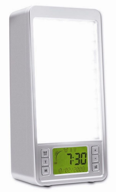 Image of Sunrise Systems Light Box Alarm Clock In Silver