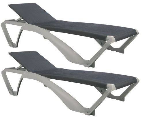 Image of Resol Marina Sun Lounger - White Frame / Blue Jeans Canvas Material X2 Loungers