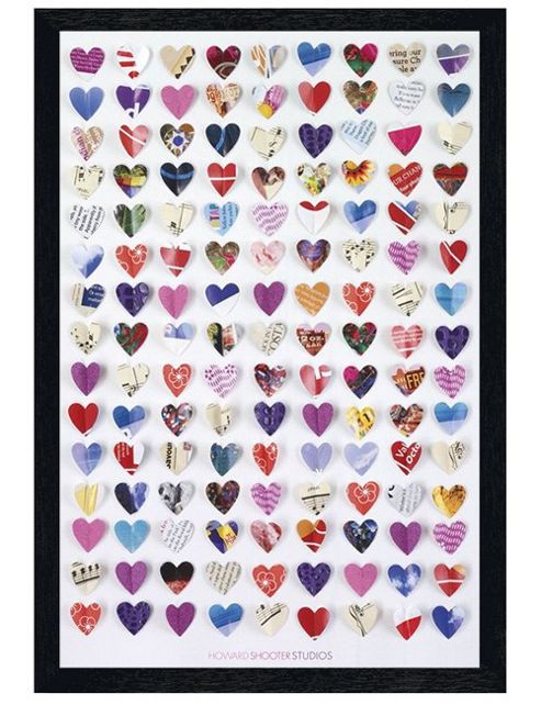 Image of Howard Shooter Black Wooden Framed Paper Hearts Poster