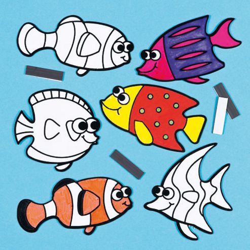 Image of Tropical Fish Velvet Colour-in Magnets (pack Of 8)