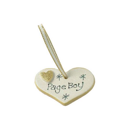 Image of Page Boy Gold Sparkle Heart Wedding Keepsake